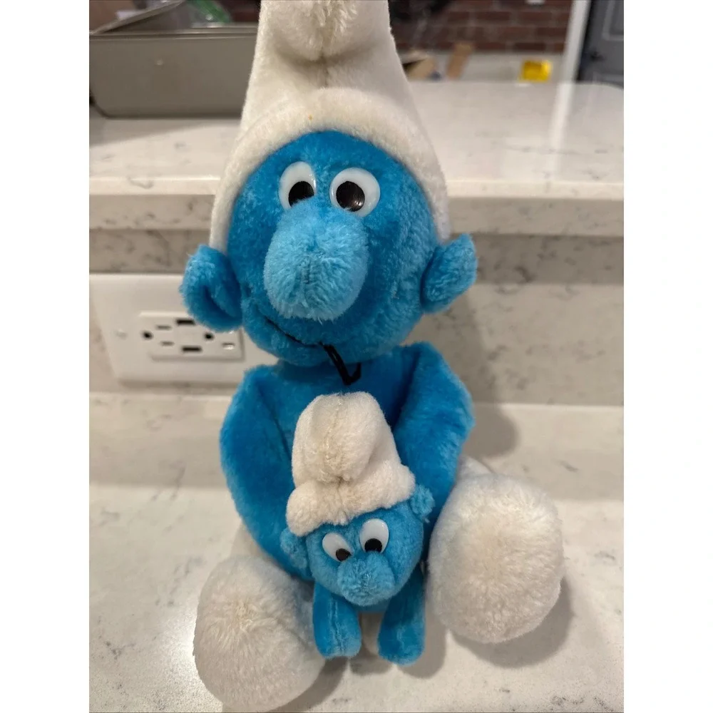 Smurfs Plush Toy Papa‎ Smurf Baby Smurf White Hats Blue